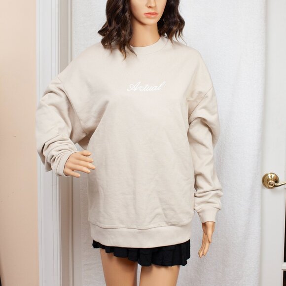 Asos Design Ivory A@ctual Sweatshirt Women's Small - Picture 2 of 6